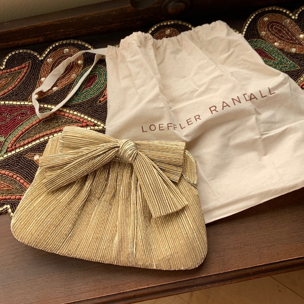 Loeffler Randall Rayne Gold Bow Clutch, like new!
